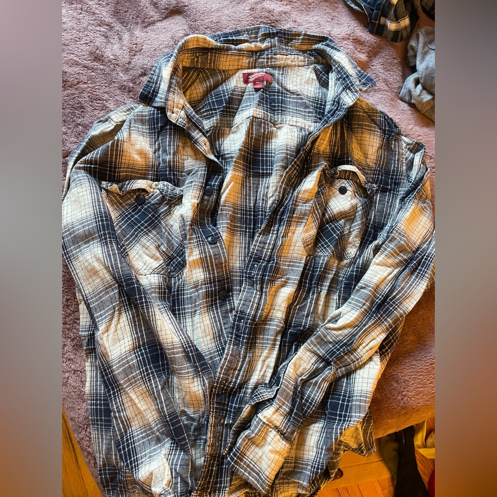 Arizona Jean Company Black and White Plaid Shirt